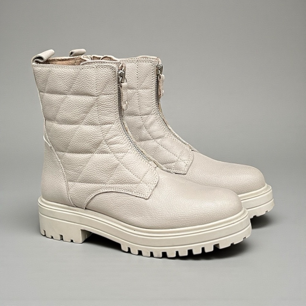 Alberto Torresi Quilted Leather “Malissa” Combat Boot in Cream Size EU 37/38
